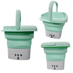 Mini Maquina Lavar Roupas Dobrável com Alça 8 Litros Bivolt Cor Verde - 1
