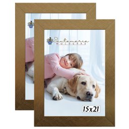 Kit 2 Molduras Porta Retrato 15X21 Dourado - 1