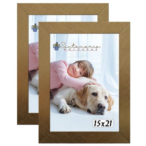 Kit 2 Molduras Porta Retrato 15X21 Dourado