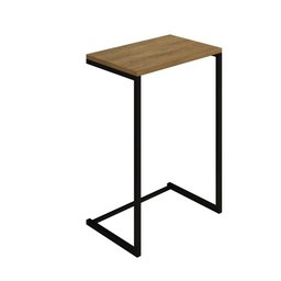 Mesa Lateral de Apoio Industrial Sofá Charmme Ferro Preto e Tampo Freijó - 2