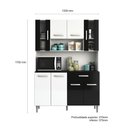 Ver imagem 2 de Kit Cozinha 8 Portas 1 Gaveta Gabi Branco Com Preto