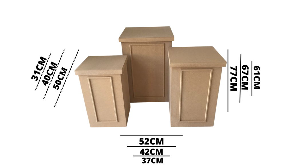 MESAS EM TRIO DE CUBOS DOBRÁVEIS BOISERIE PARA FESTA E DECOR - 6