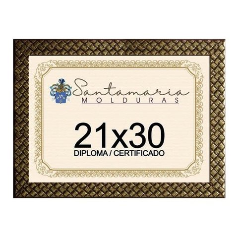 Moldura Diploma A4 21x30 3cm Relevo Dourado