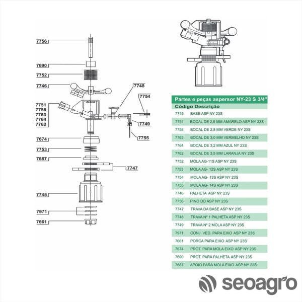 Aspersor Ny 23S 3,5mm - Kit com 10 - 3
