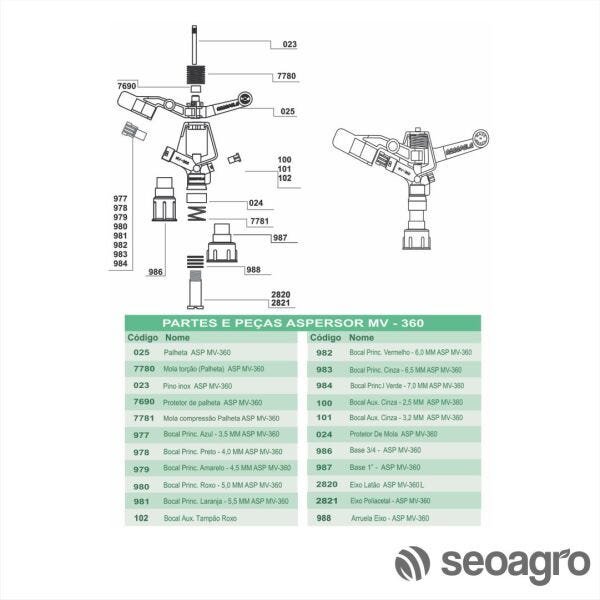 Aspersor Mv 360L 3,5 x 2,5 1" - Kit com 10 - 1