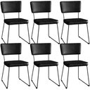 Ver imagem 1 de Kit 6 Cadeiras Decorativas Estofada Sala De Jantar Base Aço Allana L02 Couríssimo Preto - Lyam