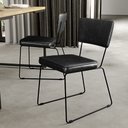 Ver imagem 4 de Kit 6 Cadeiras Decorativas Estofada Sala De Jantar Base Aço Allana L02 Couríssimo Preto - Lyam