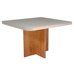 Mesa de Jantar Tampo Mdf e Vidro 1,0m X 1,0m Naturalle Roma Bom Pastor - 2