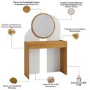 Ver imagem 5 de Penteadeira Camarim com Espelho Redondo 1 Gaveta 90cm Make B02 Branco Naturalle - Lyam Decor