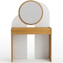 Ver imagem 2 de Penteadeira Camarim com Espelho Redondo 1 Gaveta 90cm Make B02 Branco Naturalle - Lyam Decor