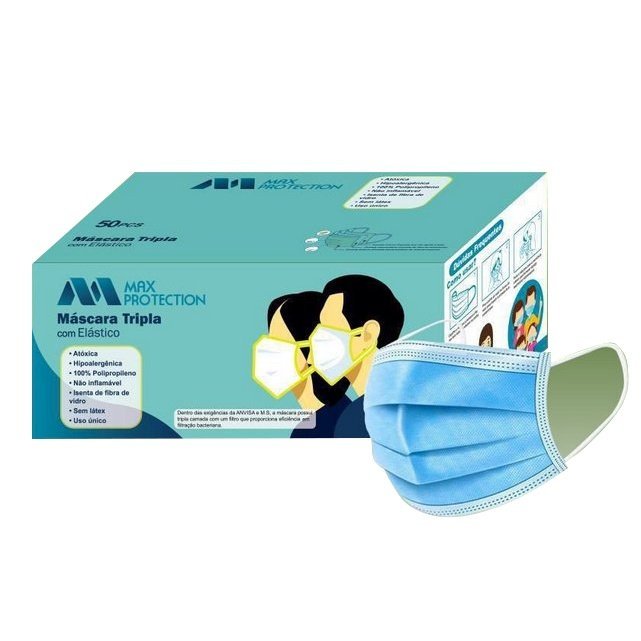 MASCARA DESCARTAVEL MAX PROTECTION CX 50 UND MadeiraMadeira