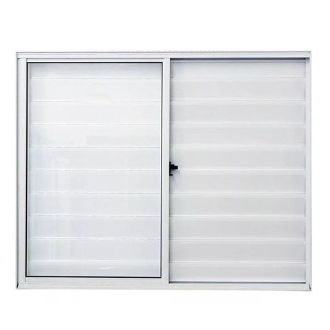 Janela Veneziana de Alumínio Lado Esquerdo 3 Folhas sem Grade 120x120cm Branco Allo Esquadrias