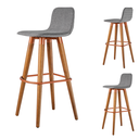 Ver imagem 5 de Kit 3 Banquetas Línea Unidecor Madeira Maciça C/ Linho Cinza