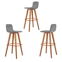 Ver imagem 3 de Kit 3 Banquetas Línea Unidecor Madeira Maciça C/ Linho Cinza