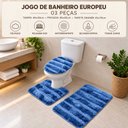 Ver imagem 6 de Jogo de Banheiro Tapete Europeu 3 Peças Base Antiderrapante Macio Azul