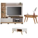 Ver imagem 1 de Estante Home Theater Maceió com Pés Freijó Off White com Mesa de Centro Jeri Off White Freijó e Apar