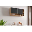 Ver imagem 1 de Armário de Cozinha Aéreo Vanessa 105cm Amêndoa/preto 2 Portas - Ajl Móveis