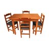Conjunto de Mesa de Madeira Fixo Paulista 120x70 Natural com 4 Cadeiras Estofado Preto - 1