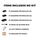 Ver imagem 2 de Jogo de Assadeira Retangular 03 Peças Antiaderentes + Luva Térmica + Pincel Preto + Descanso de Pane