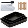 Jogo de Assadeira Retangular 03 Peças Antiaderentes + Luva Térmica + Pincel Preto + Descanso de Pane - 1