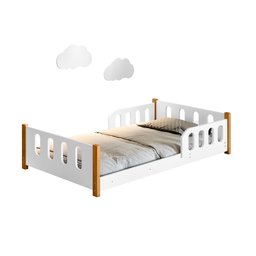 Cama Montessoriana Inf com Grade Camila Br com Colchão - 1 Cama Montessoriana Inf com Grade Camila Br com Colchão - 1