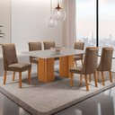 Ver imagem 7 de Mesa de Jantar Eloise 180cm Tampo MDF Vidro Canto Copo com 6 Cadeiras Yasmin