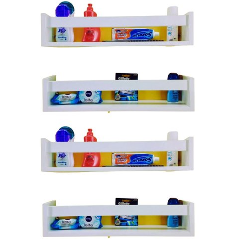 Prateleiras Organizadoras De Banheiro Lavabo Nicho Cosméticos 4un55cm