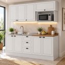 Ver imagem 1 de Cozinha Completa Modulada 5 Peças sem Tampo Frente em MDF Modelo Americano Frisado Branca