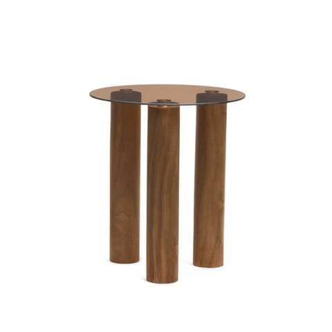 Mesa de Apoio Decorativa em Madeira e Vidro 40cm 21370p Mart