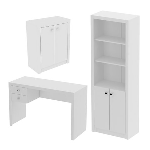 Conjunto para Escritório Branco 3 Peças Tecnomobili