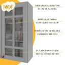 Ver imagem 6 de Cozinha Modulada 2 Peças Balcão sem Tampo e Armário Aéreo com Vidro 100% MDF Bari Cinza/Titanio Fosco