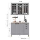 Ver imagem 3 de Cozinha Modulada 2 Peças Balcão sem Tampo e Armário Aéreo com Vidro 100% MDF Bari Cinza/Titanio Fosco