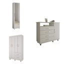 Ver imagem 2 de Quarto de Solteiro com Sapateira, Cômoda e Guarda-Roupa 4 Portas Dina Espresso Móveis