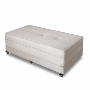 Puff Cama Dobrável Casal Due Decor Puff Cama Casal Suede Bege
