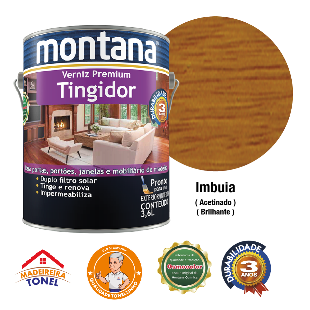 Verniz Tingidor Imbuia Madeira Brilhante Montana 3,6 Litros - 2