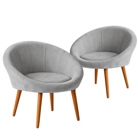 Kit 2 Poltronas Decorativa para Sala de Espera Recepção Resistente Escritório Tecido Veludo Luxo