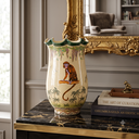 Ver imagem 2 de Vaso Decorativo Cerâmica Craquelada Pintado À Mão Macacos Borda Ondulada 38cm Columbus Gold