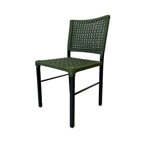 Cadeira Camila Corda Nautica e Aluminio Verde Militar