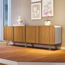 Ver imagem 1 de Buffet Decorativo com Puxadores em Alumínio Pés Aço Maciço Virginia Off White/cinamomo G26 - Gran Be