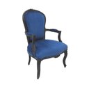 Ver imagem 1 de Poltrona Cadeira Luiz Xv Tecido Nobre Azul Madeira Preta Alta Decoração