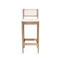 Ver imagem 2 de Kit 2 Banqueta Alta de Madeira com Assento Estofado e Encosto em Palhinha Bruna: Mel e Linho Cru