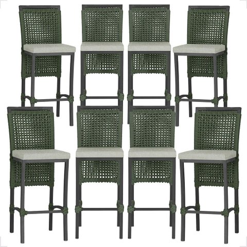 7 Banqueta em Alumínio Roma Preta Corda Náutica Tecido 3