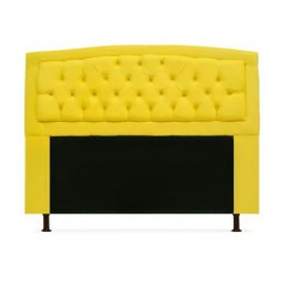 Kit Cabeceira Geovana e Calçadeira Veneza Casal 140cm Suede Topázio Decor:amarelo - 2
