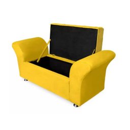 Kit Cabeceira Geovana e Calçadeira Veneza Casal 140cm Suede Topázio Decor:amarelo - 4