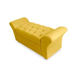 Kit Cabeceira Geovana e Calçadeira Veneza Casal 140cm Suede Topázio Decor:amarelo - 3