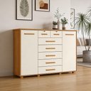 Ver imagem 1 de Cômoda Sapateira Riviera A04 7 Gavetas MDF MDP com Puxador MDF Cinamomo Off White Lyam Decor