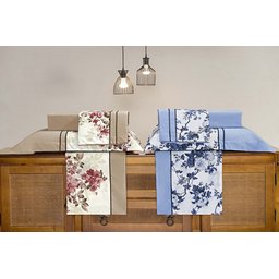 JOGO DE LENÇOL VALENTINA KING 4 PEÇAS - FLORAL AZUL - 1