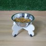 Comedouro Elevado Gato Cachorro Pet Mdf Modelo Osso:11cm/inox - 3