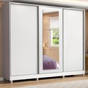Ver imagem 1 de Guarda Roupa Casal 100% Mdf Madesa Eros 3 Portas de Correr com Espelho com Pés - Branco