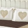 Colcha Casal 5 Peças com Babado Bordada Coração Heart:Caqui/Tabaco - 3
